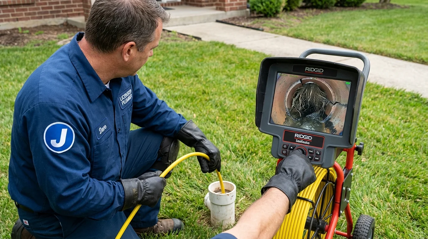 Sewer camera inspection being performed by Johns Plumbing LLC in Yorktown
